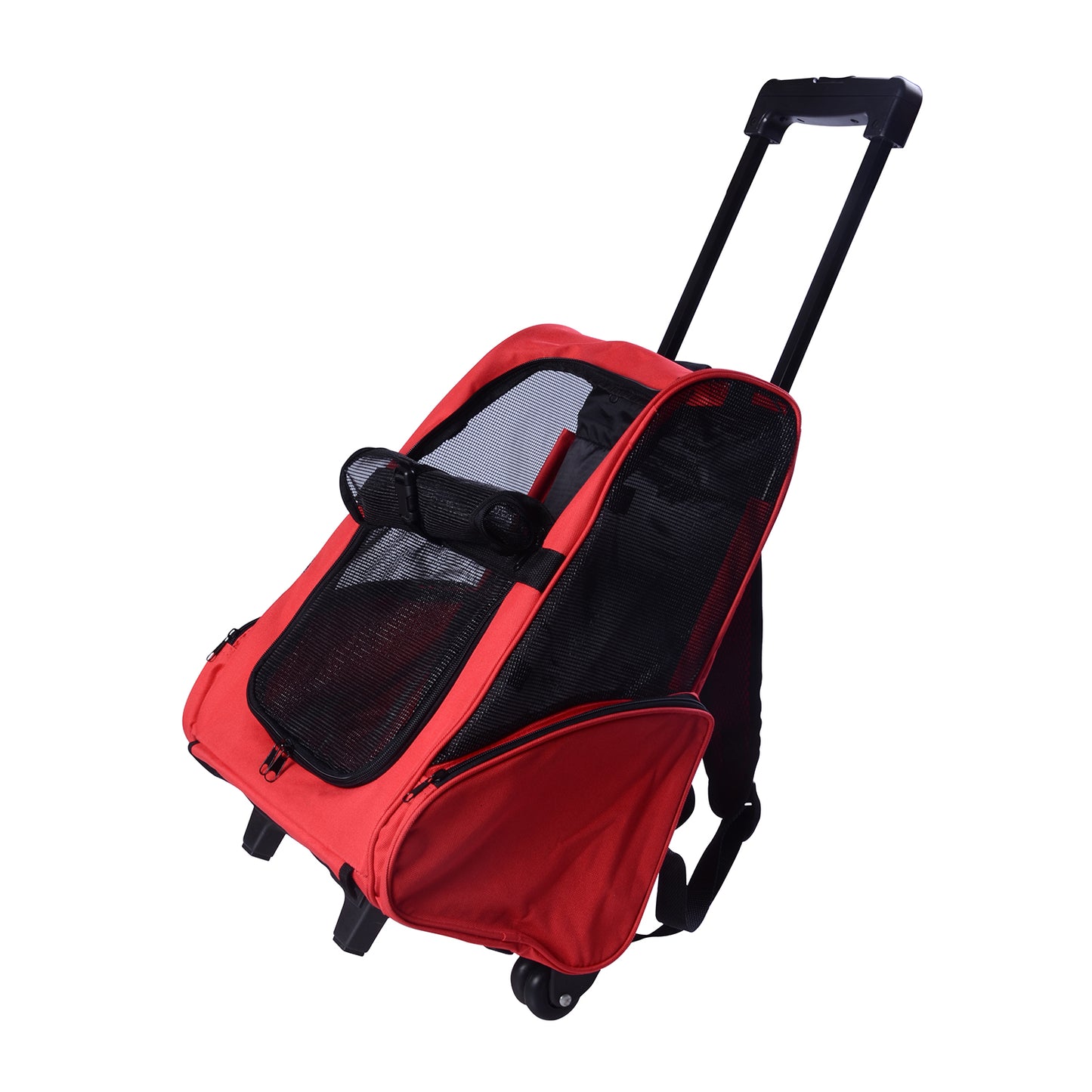 Pawhut Travel Backpack w/ Trolley, Steel Wire Frame-Red