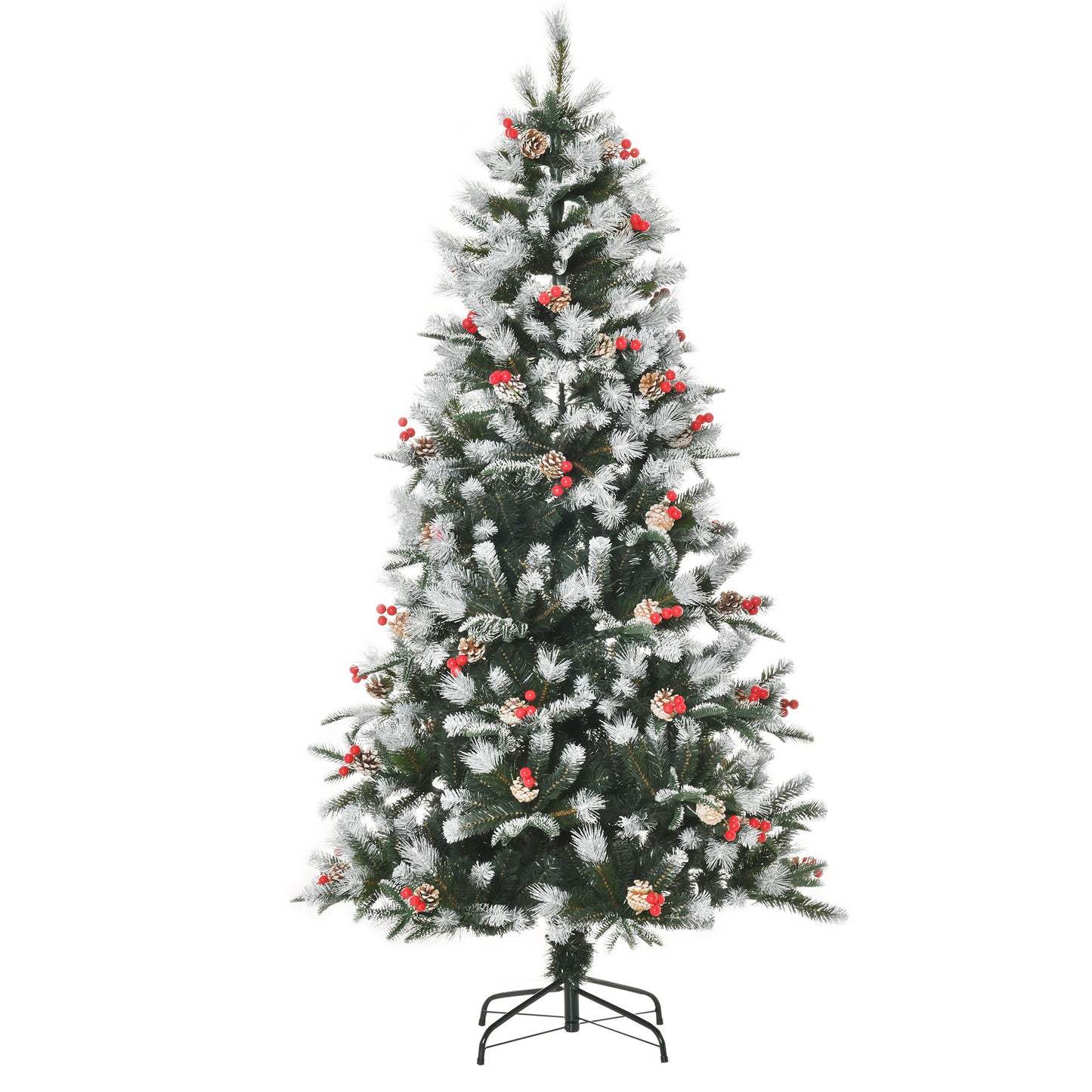 HOMCOM 6FT Artificial Snow Dipped Christmas Tree Xmas Pencil Tree Holiday Decoration