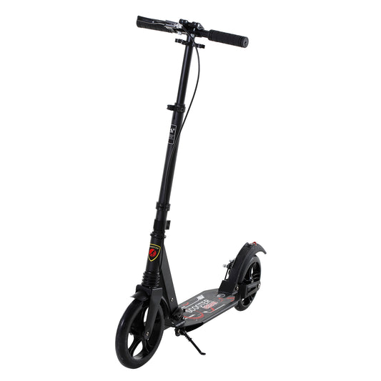 HOMCOM Teen/Adults Aluminium Folding Kick Scooter w/ Adjustable Handlebar Black