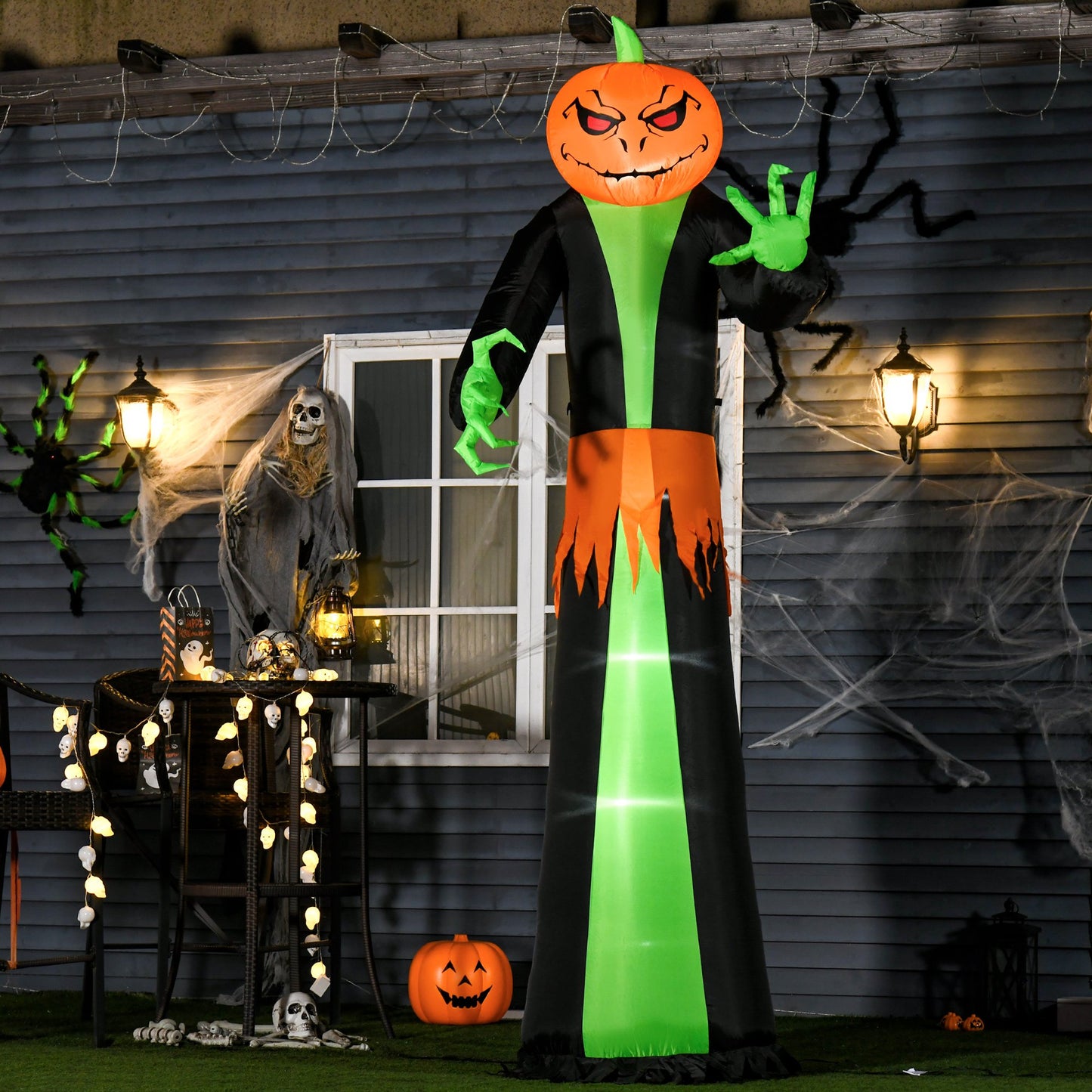 HOMCOM 2.7m Inflatable Halloween Pumpkin with Build-in LED for Party Garden Decorations