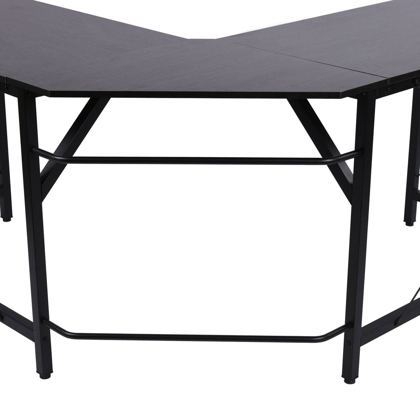 HOMCOM L-Shaped Corner Desk Computer Desk Table For Home Office Workstation w/Steel Frame Black