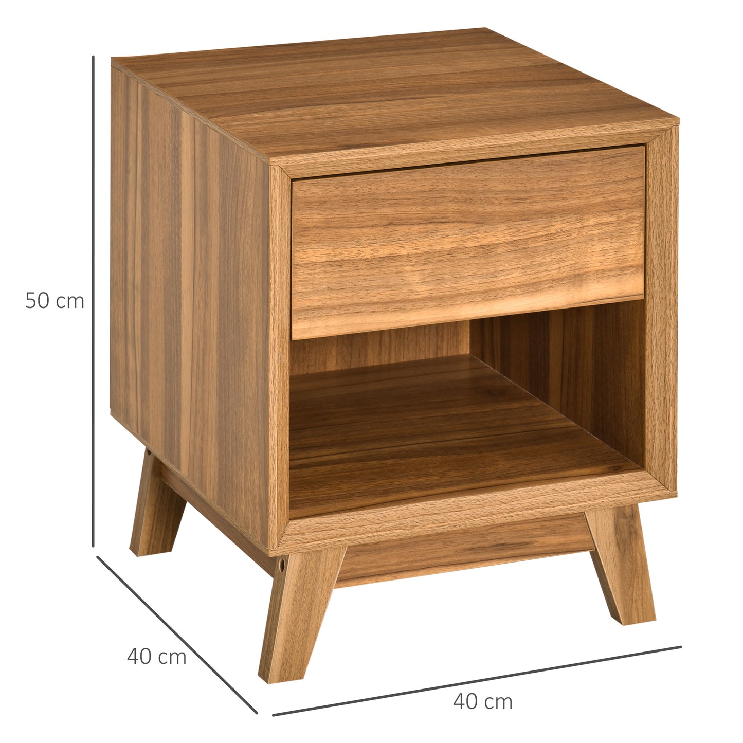 HOMCOM Modern Bedside Table Nightstand, End Table, Side Table with Drawer and Shelf