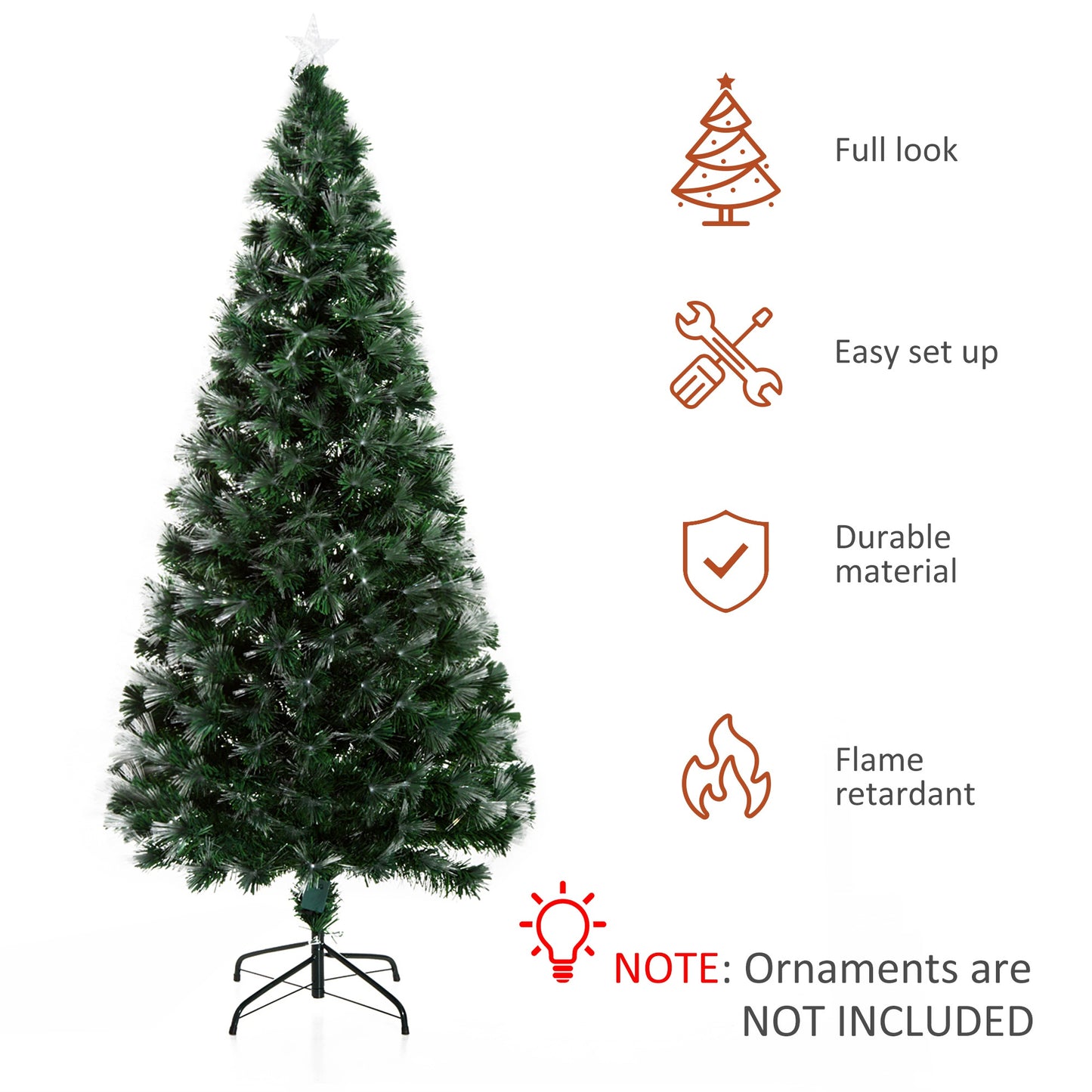 HOMCOM 1.8m Pre-Lit Artificial Christmas Tree