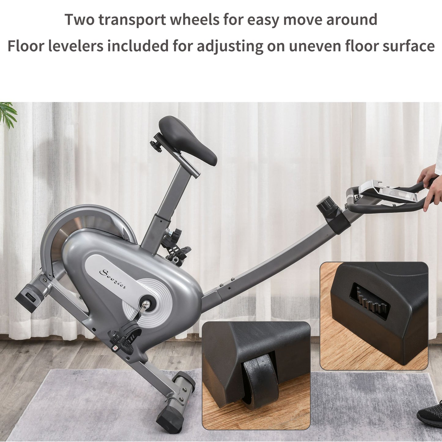 HOMCOM 10-Level Adjust Indoor Magnetic Exercise Bike Cardio Workout Bike Trainer