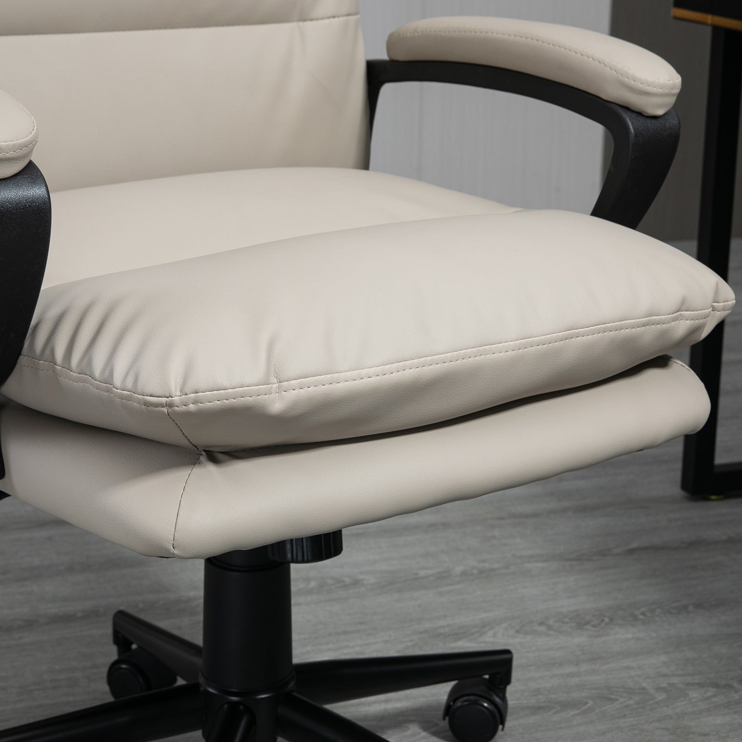 Vinsetto Ergonomic Computer Desk Chair PU Leather Office Chair with Adjustable Height and Swivel Rolling Wheels for Work Study Light Grey