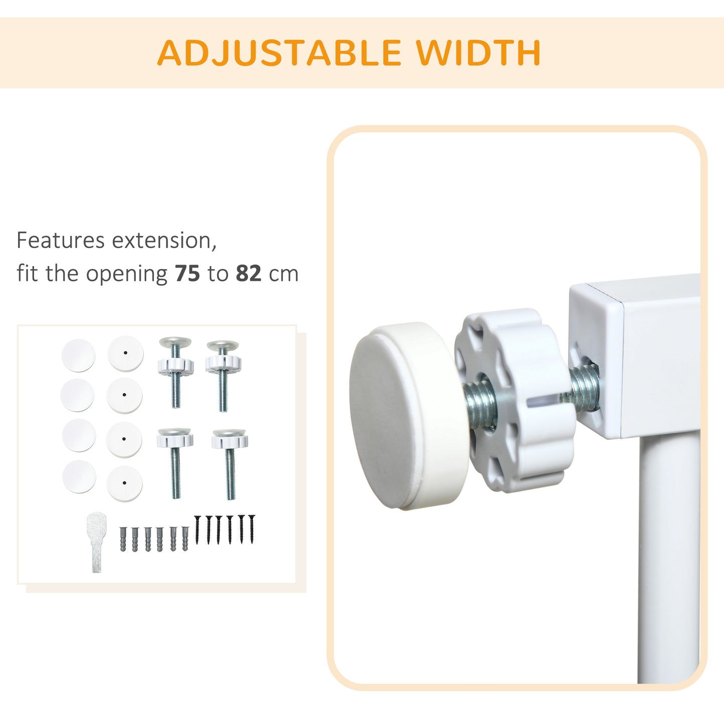 PawHut Pressure Fit Safety Gate for Doors and Stairs, Dog Gate with Auto Close, White