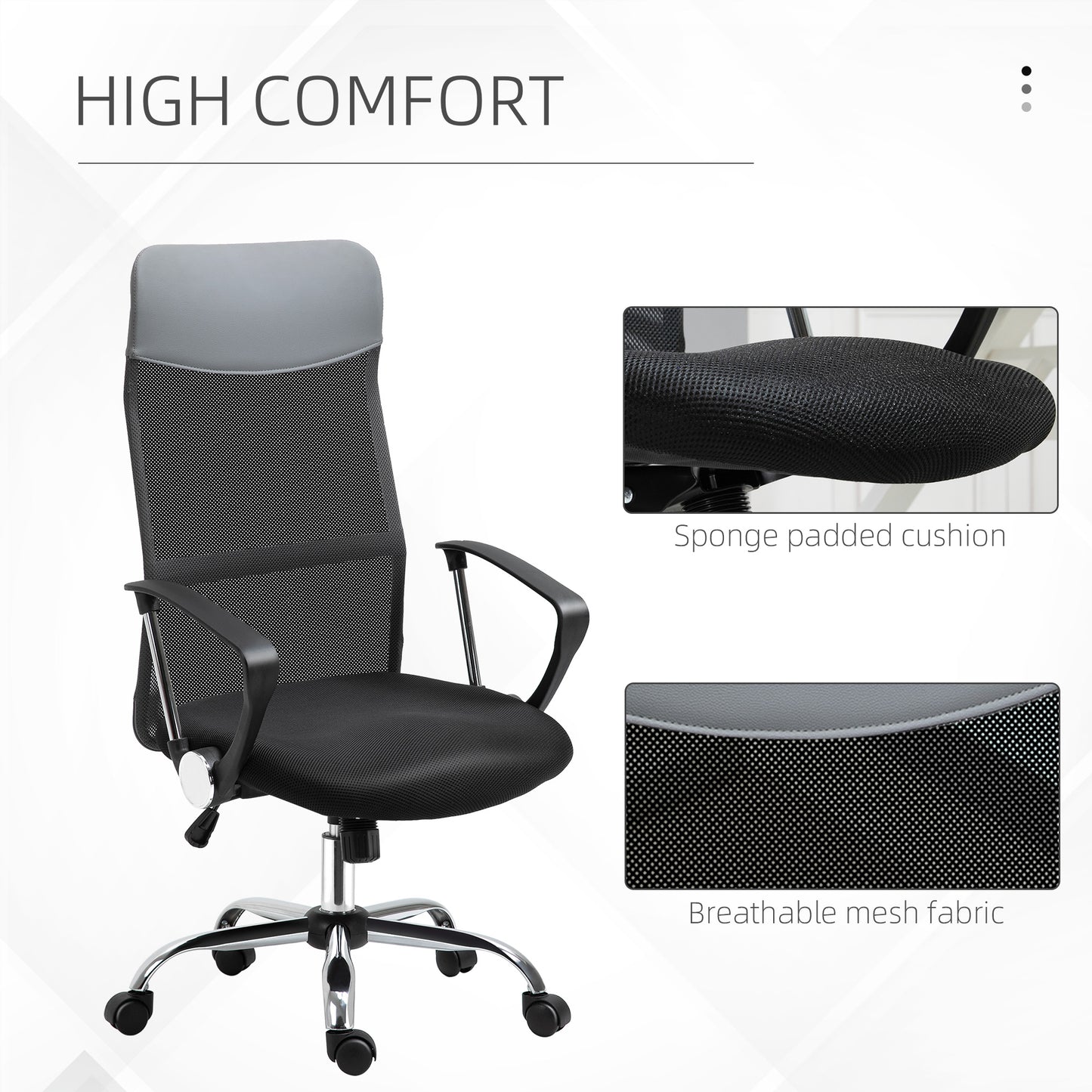 HOMCOM Ergonomic Office Chair Mesh Chair with Adjustable Height Tilt Function Black