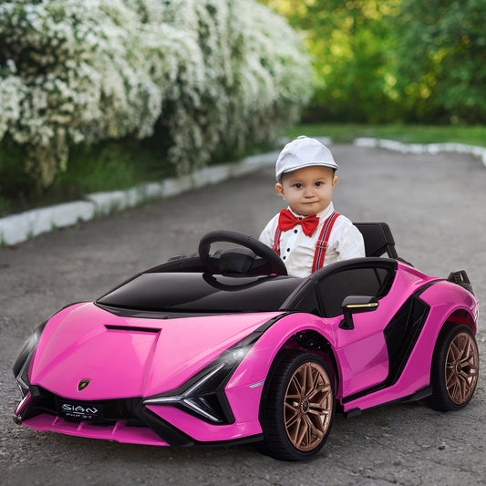 HOMCOM Lamborghini SIAN 12V Kids Electric Ride On Car Toy w/ Remote Control Pink