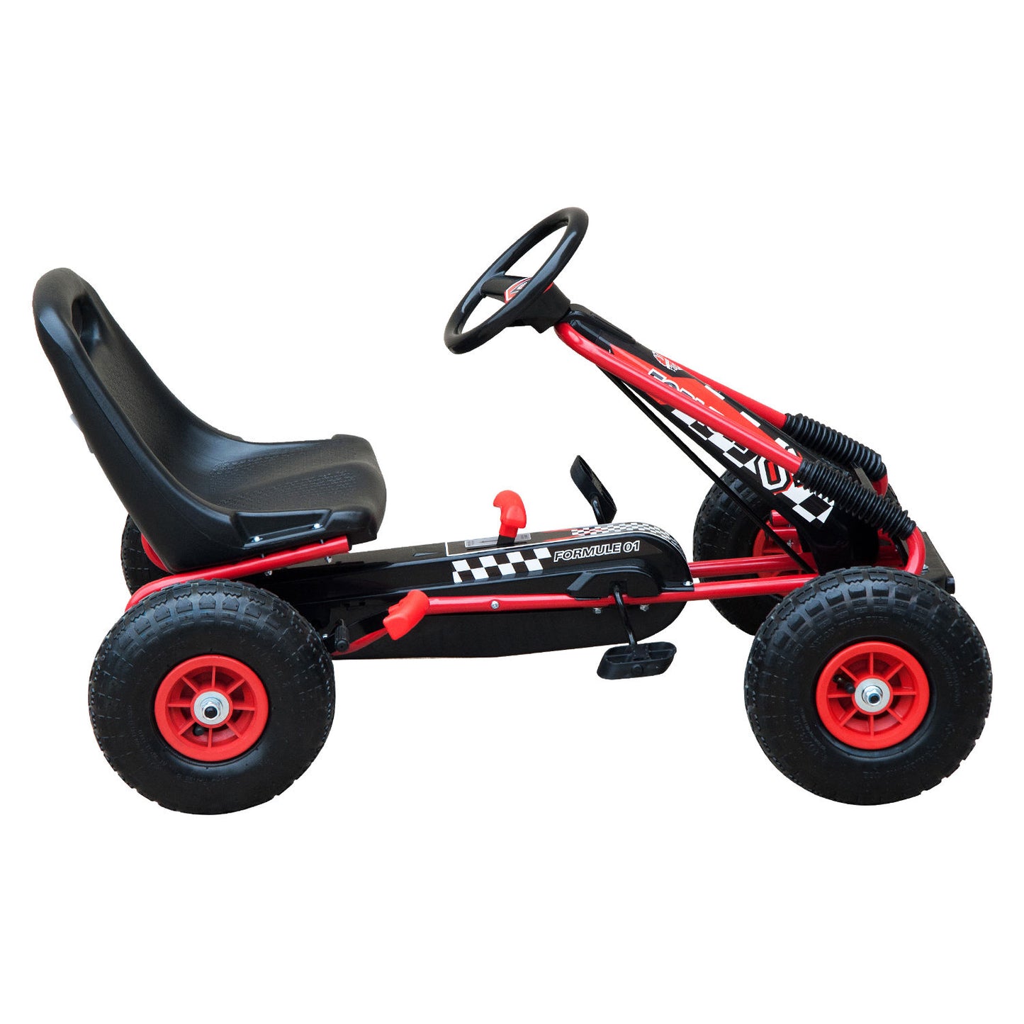 HOMCOM Pedal Go Kart W/EVA Wheels-Red/Black