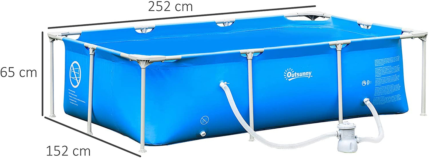 Outsunny Steel Frame Swimming Pool w/ Filter Pump and Reinforced Sidewalls Rust Resistant