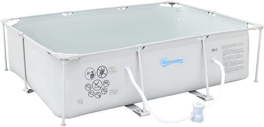 Outsunny Steel Frame Swimming Pool w/ Filter Pump and Reinforced Sidewalls Rust Resistant