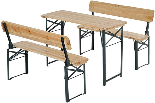 Outsunny 3 pcs Wooden Table Bench Set