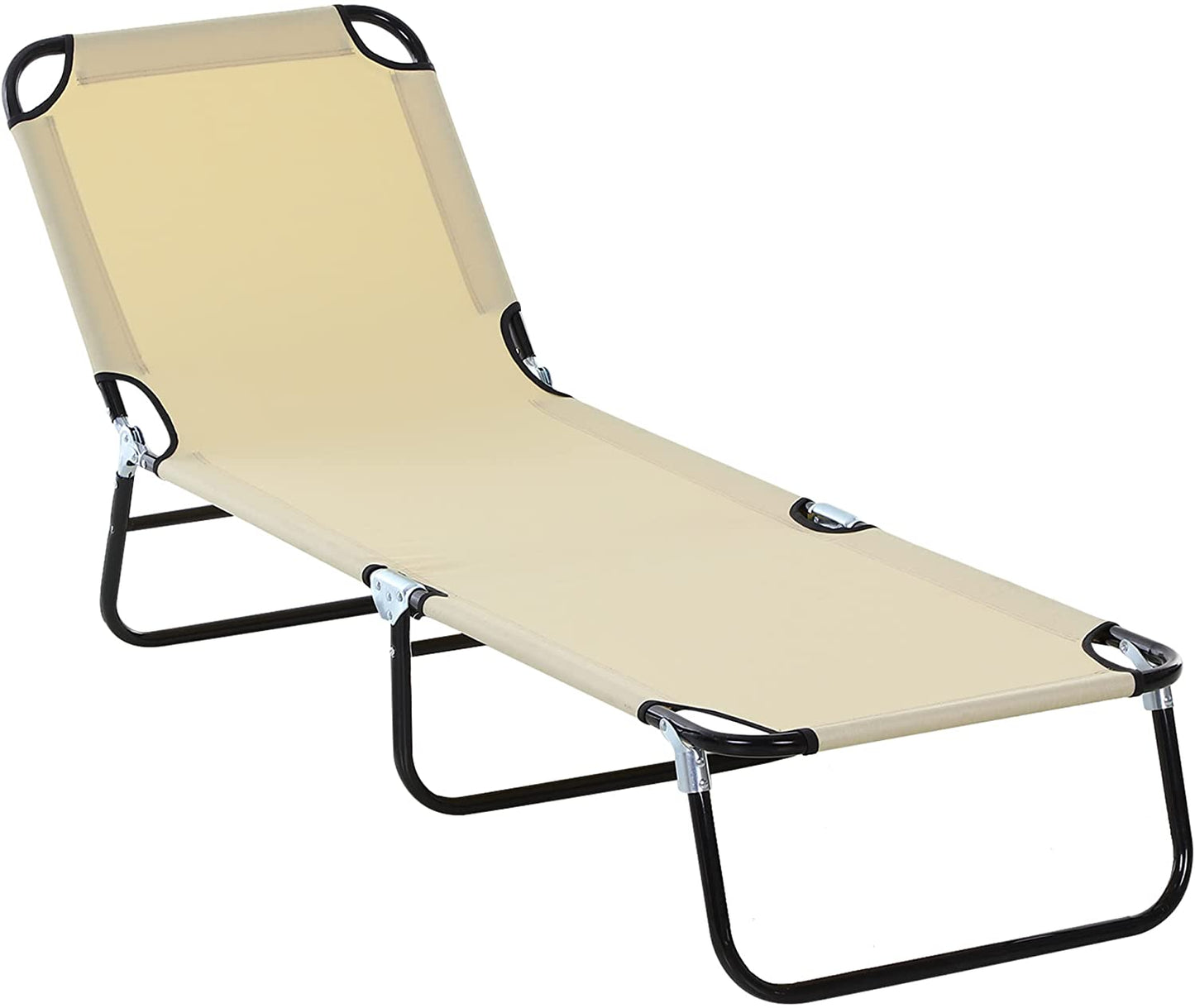Outsunny Portable Folding Sun Lounger W/ 3-Position Adjustable Backrest Relaxer Recliner
