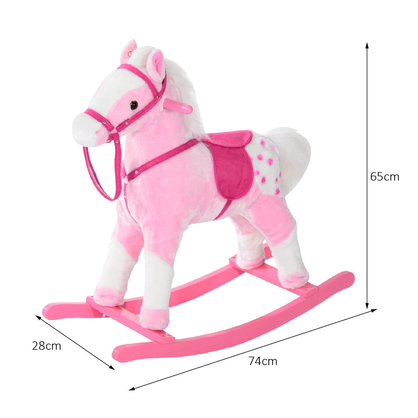 HOMCOM Children Plush Rocking Horse with Sound-Pink