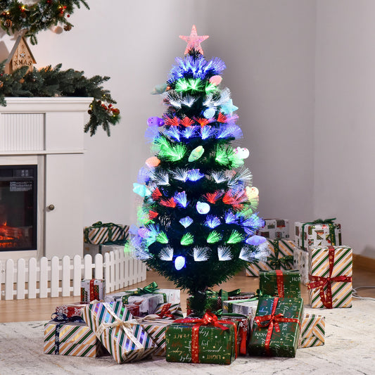 HOMCOM 5FT Pre-Lit Artificial Christmas Tree Home w/ Fibre Optic LED Light Decoration