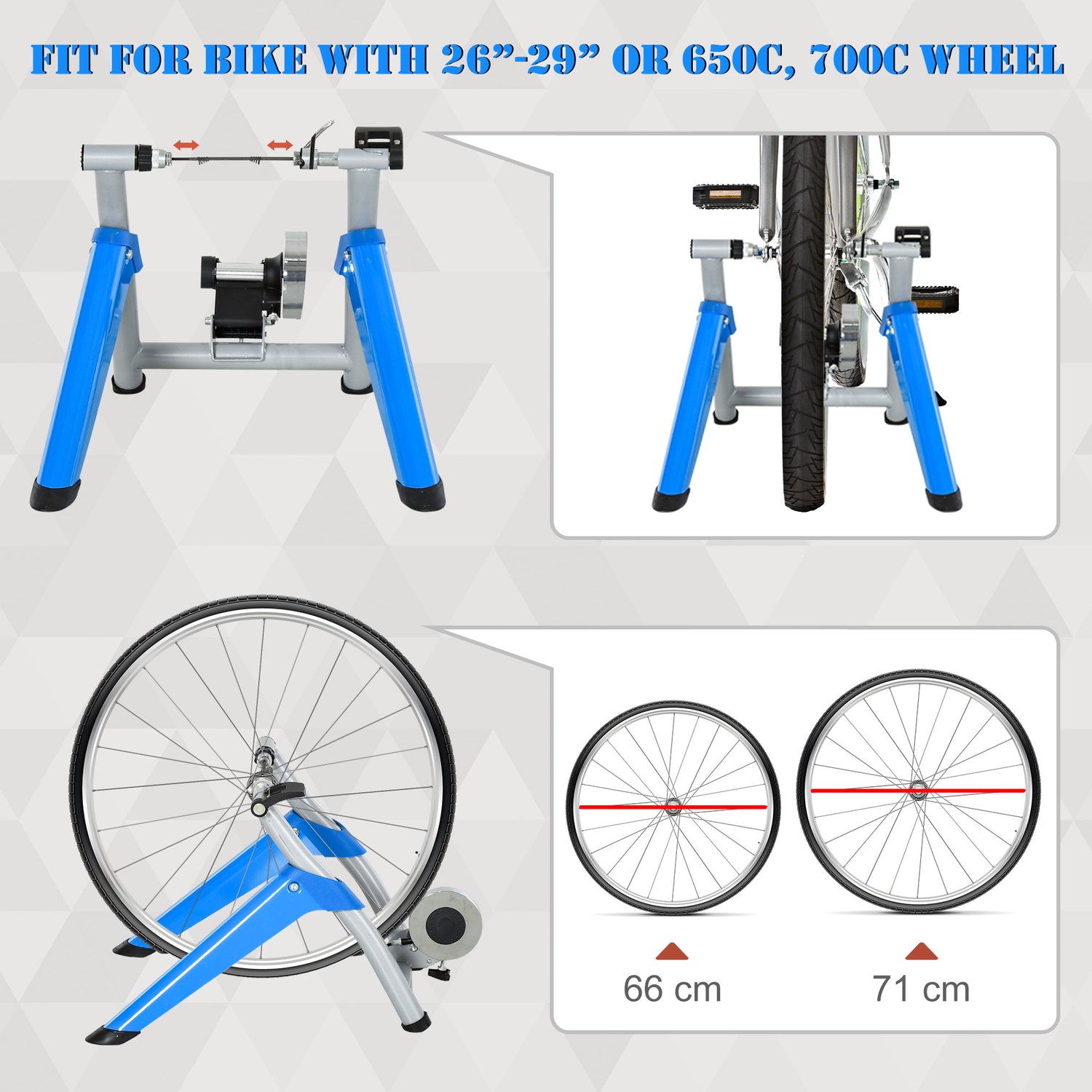 HOMCOM Steel 8 Level Indoor Stationary Bike Trainer Frame Bike