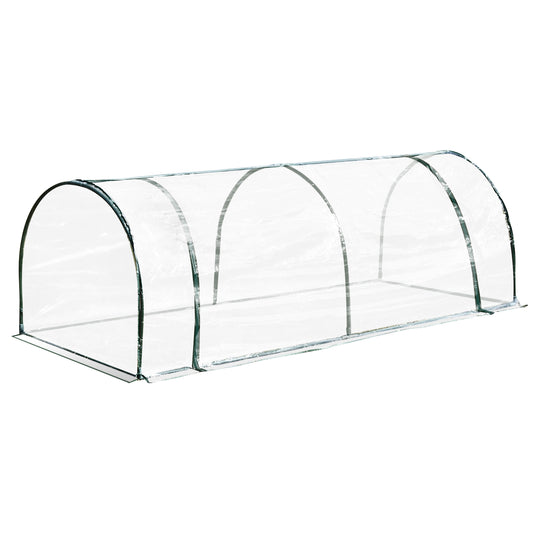 Outsunny PVC Greenhouse Tunnel Steel Frame Transparent 250x100x80cm