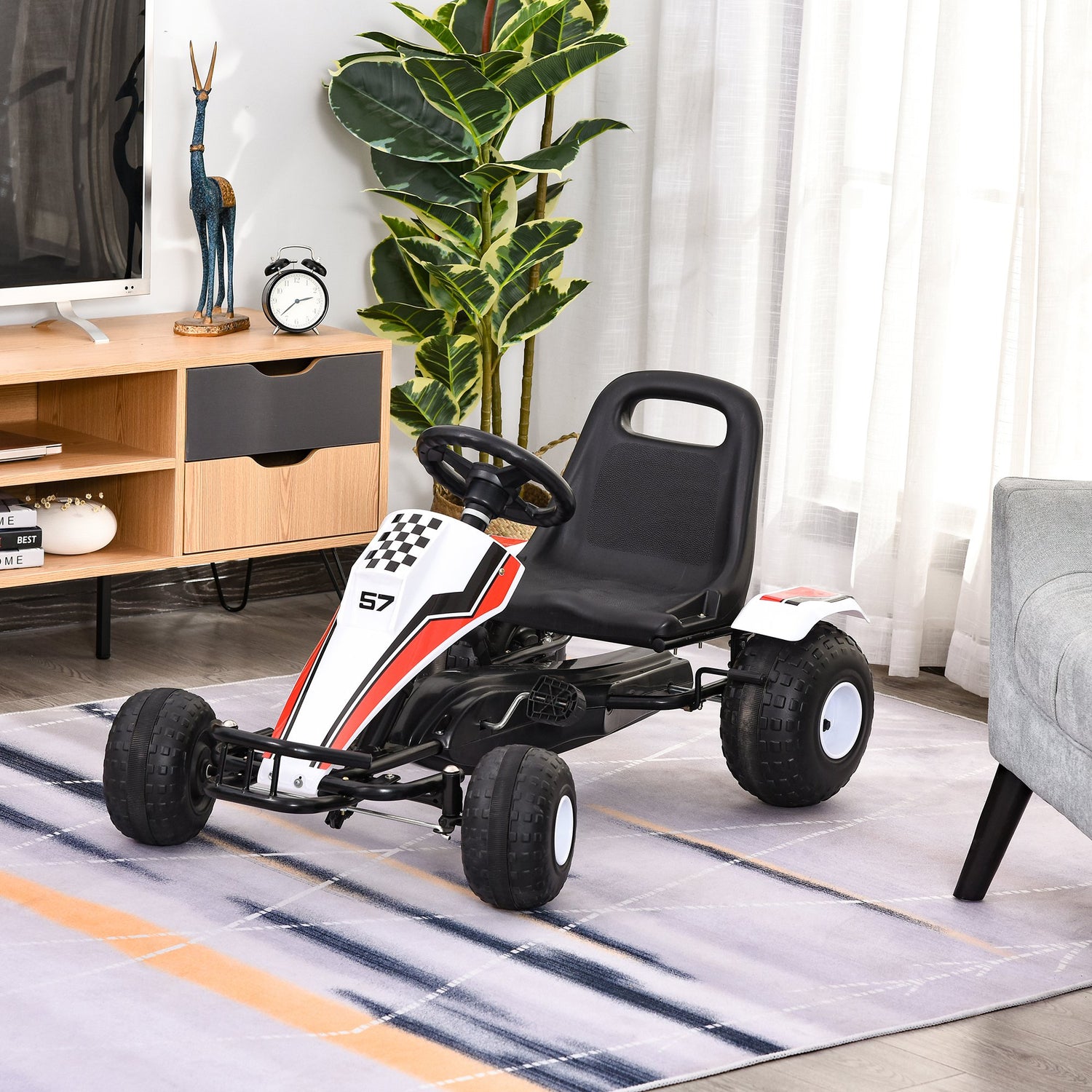 homcom pedal go kart HOMCOM Kids Adjustable Seat PP Pedal Go-Kart White/Red – mhstar.co.uk