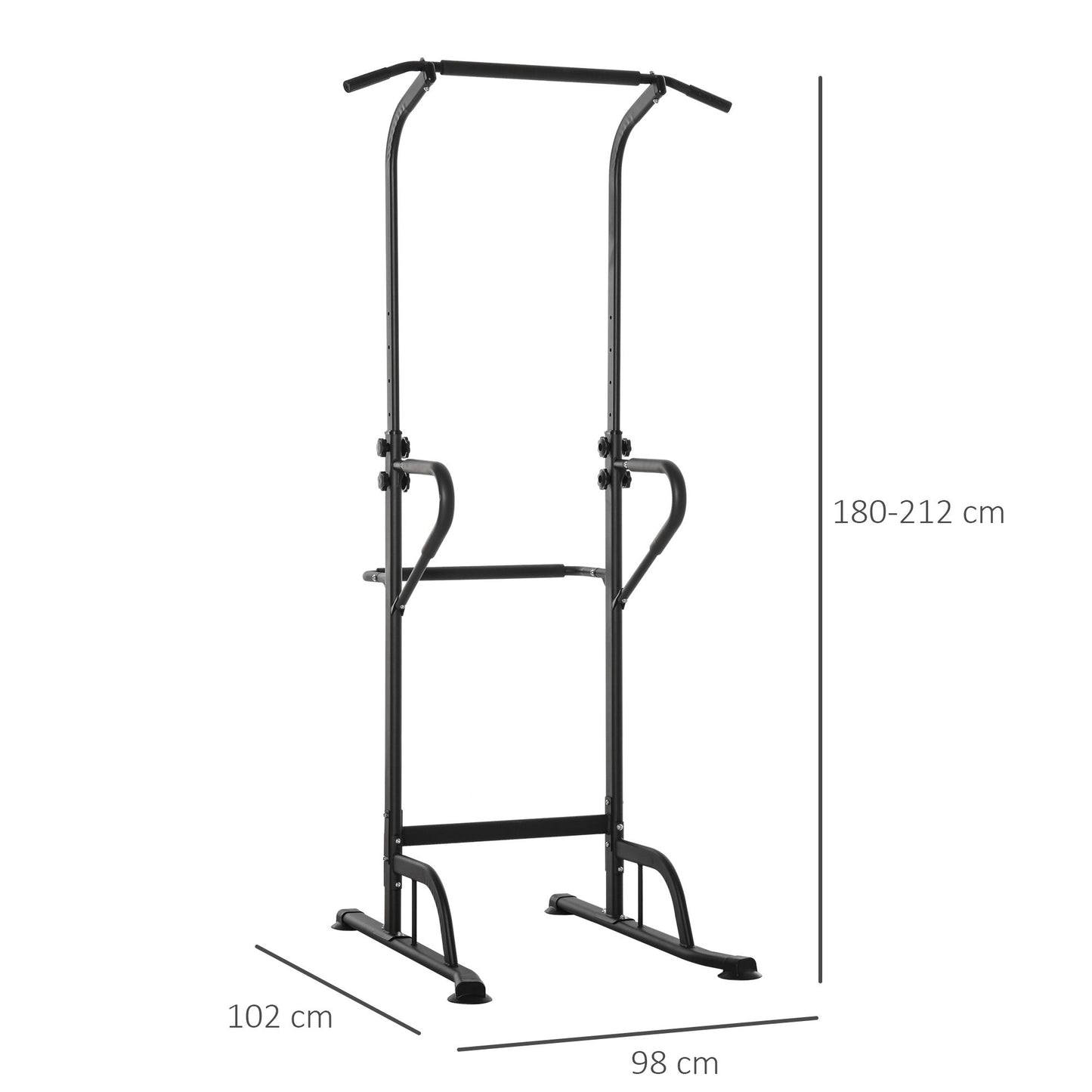 HOMCOM Power Tower Dip Station Pull Up Bar Multi-Function Push Up Station Equipment