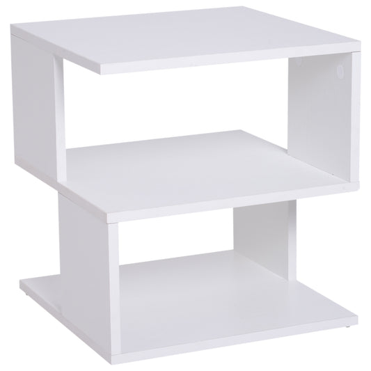 HOMCOM 2-Tier Side Table, 40Lx40Wx43H cm-White