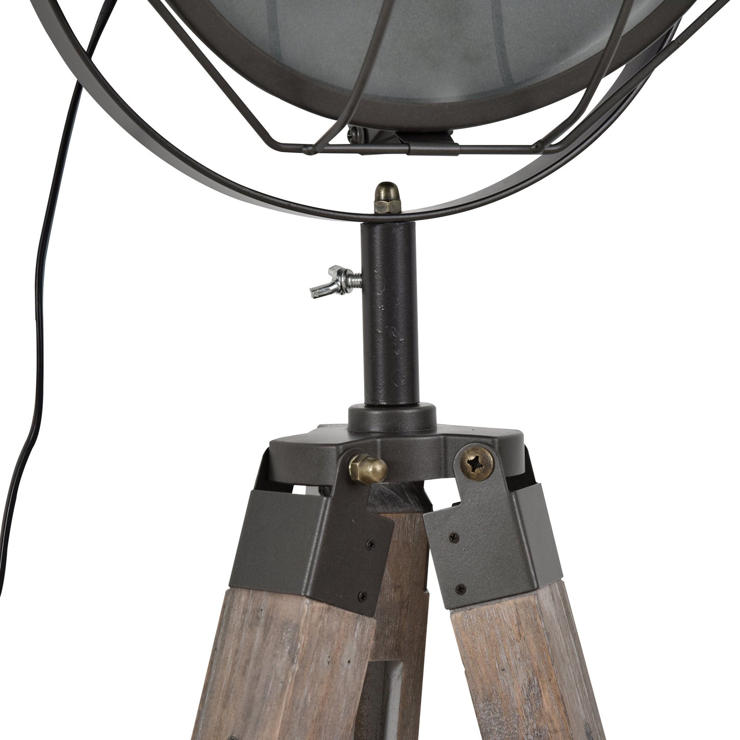 HOMCOM Pine Wood Tripod Spotlight Floor Lamp Brown/Black