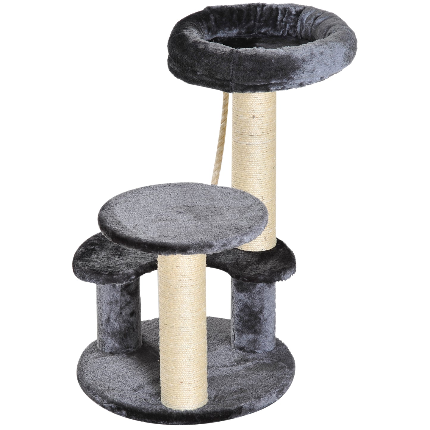 PawHut Cat Tree Kitty Scratcher Kitten Activity Center, Ø40x65H cm-Grey