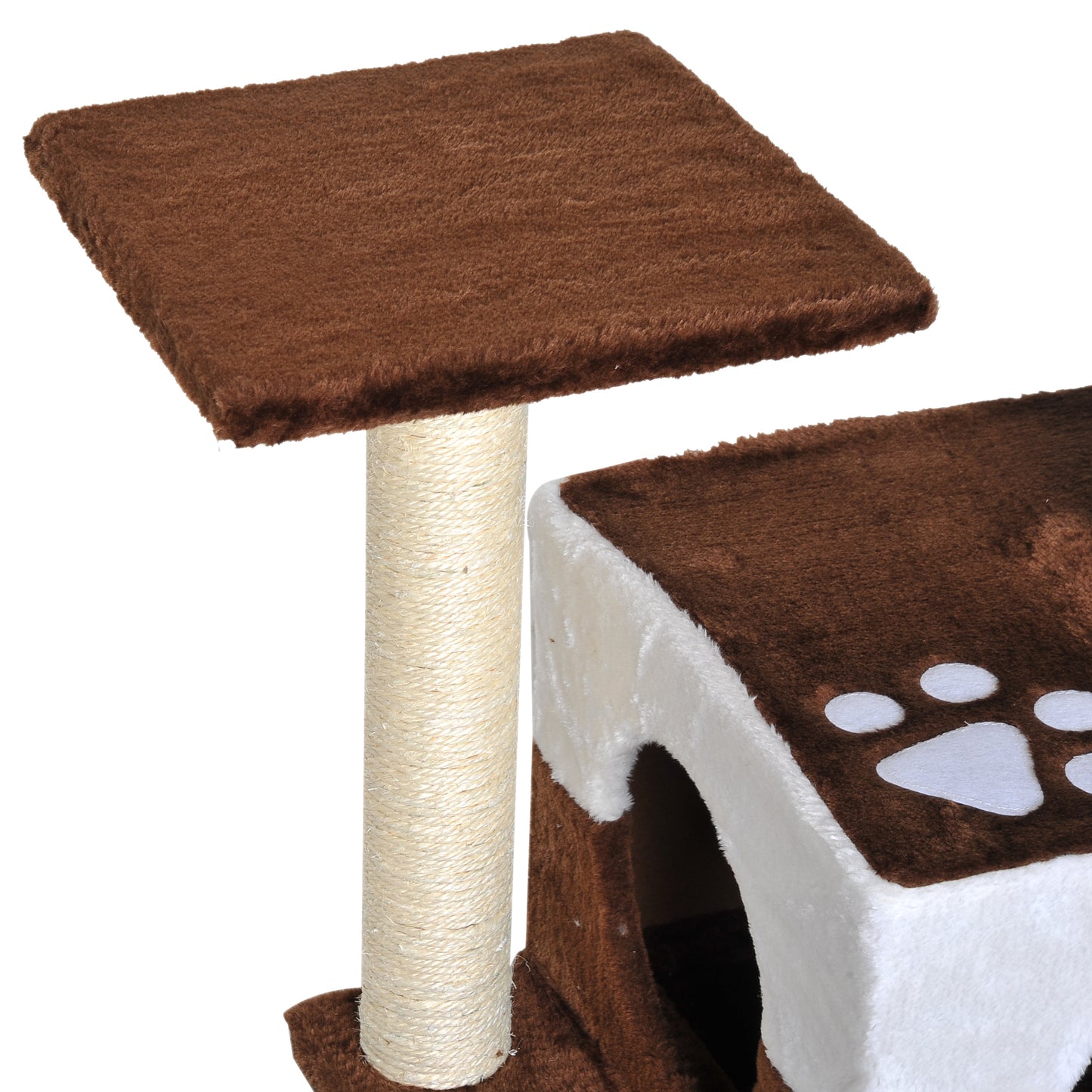 PawHut Cat Tree, Plush, 45Lx33Wx70H cm-Brown