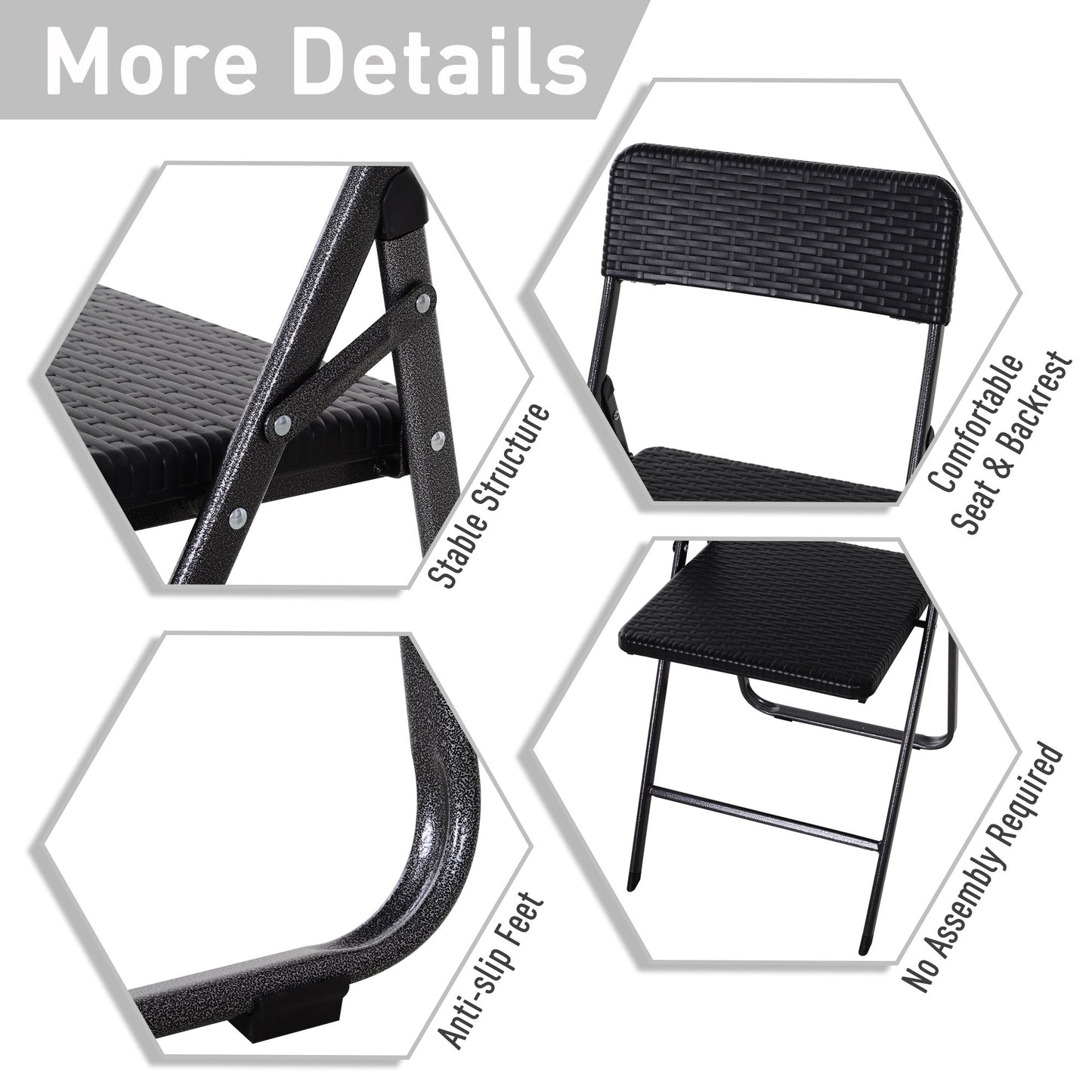 Outsunny Five Piece Rattan Effect Outdoor Patio Set Black