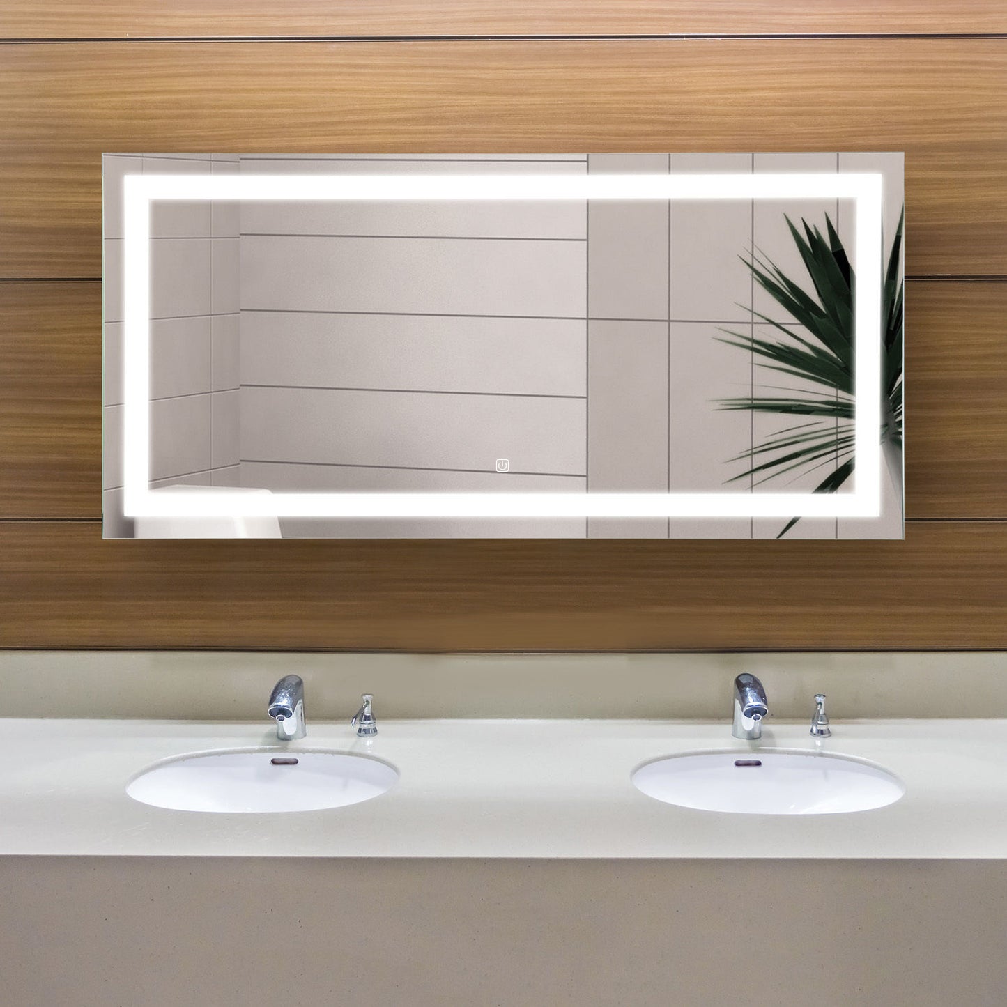 HOMCOM LED Bathroom Mirror, 120Wx60HX4D cm-Silver