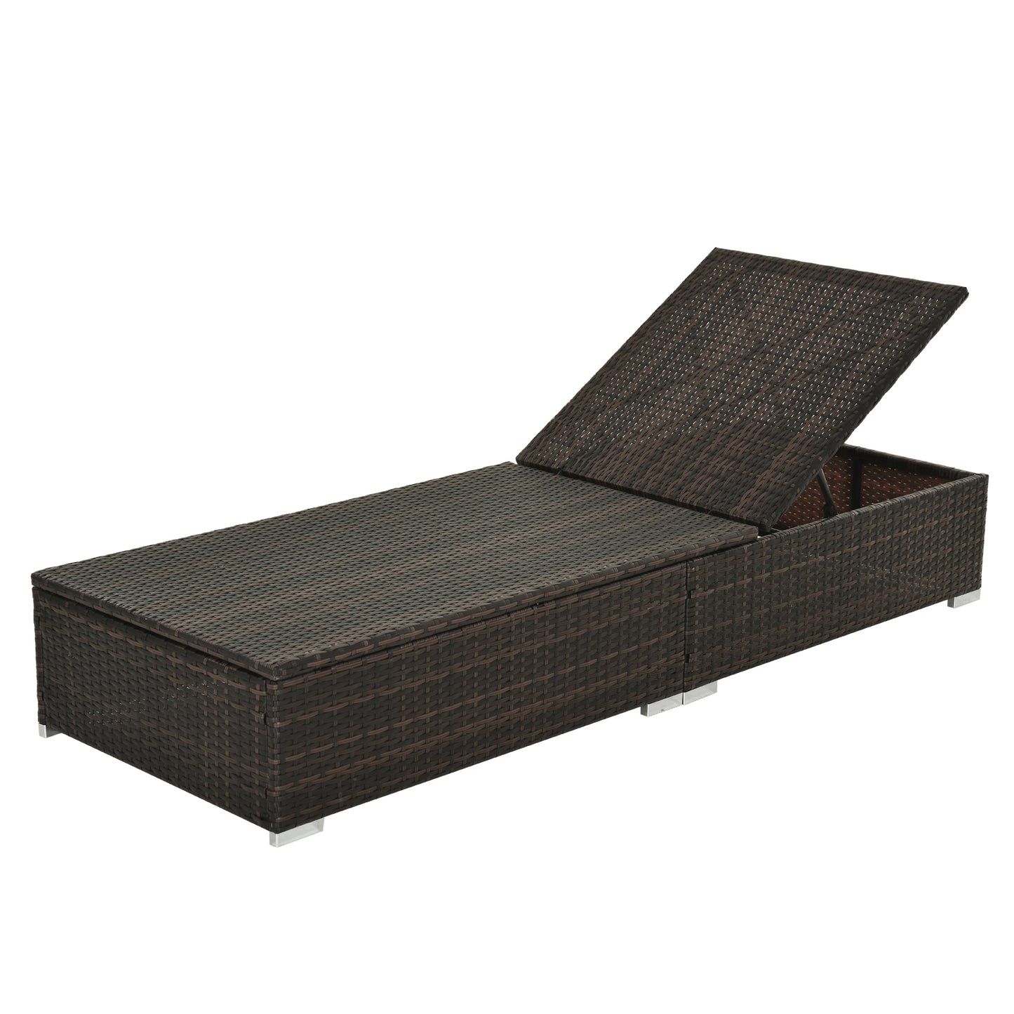 Outsunny Rattan Sun Lounger with Cushion-Brown