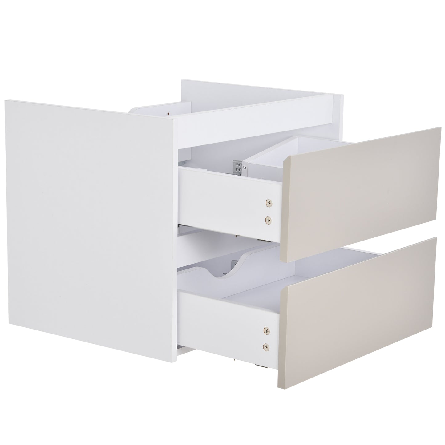 kleankin 2 Drawer Hanging Bathroom Cabinet Open Top Home Storage Melamine Surface White
