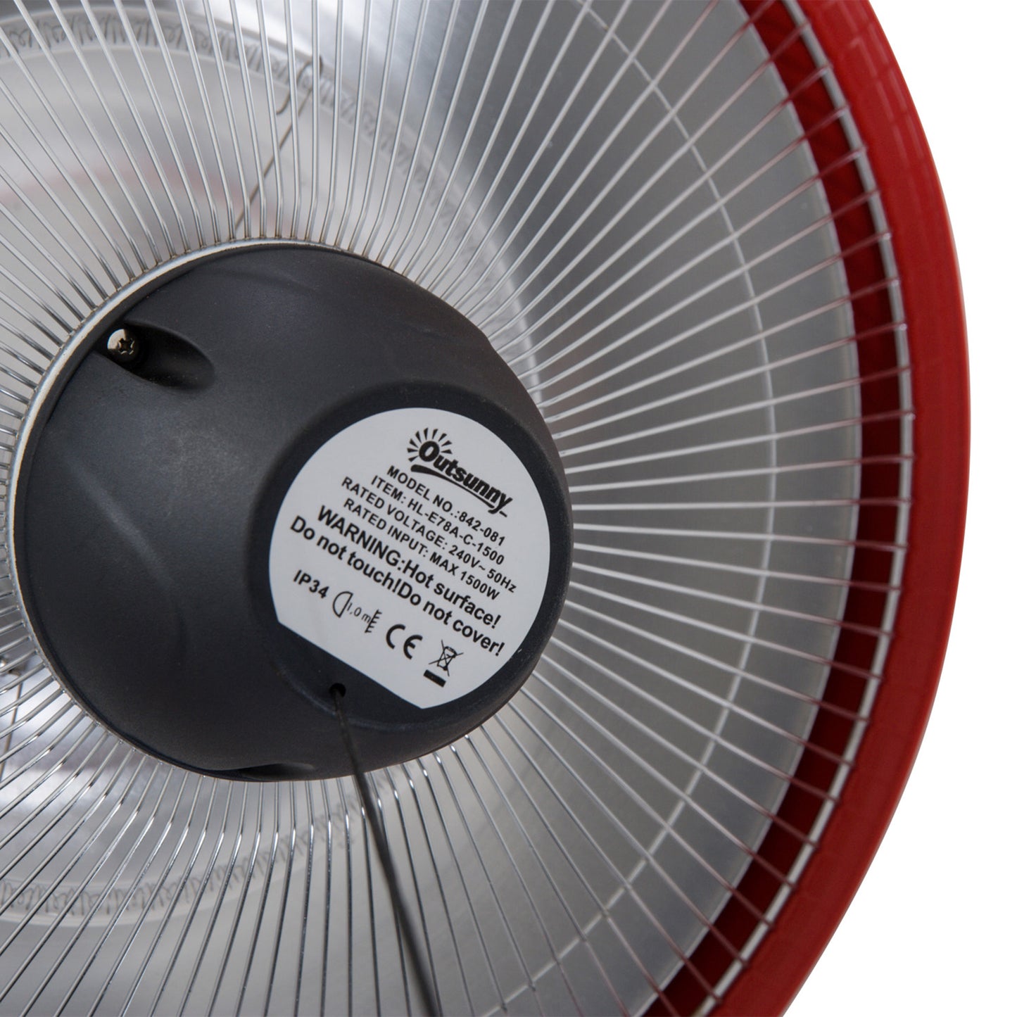 Outsunny Patio Heater, 1500W,  Aluminium-Red