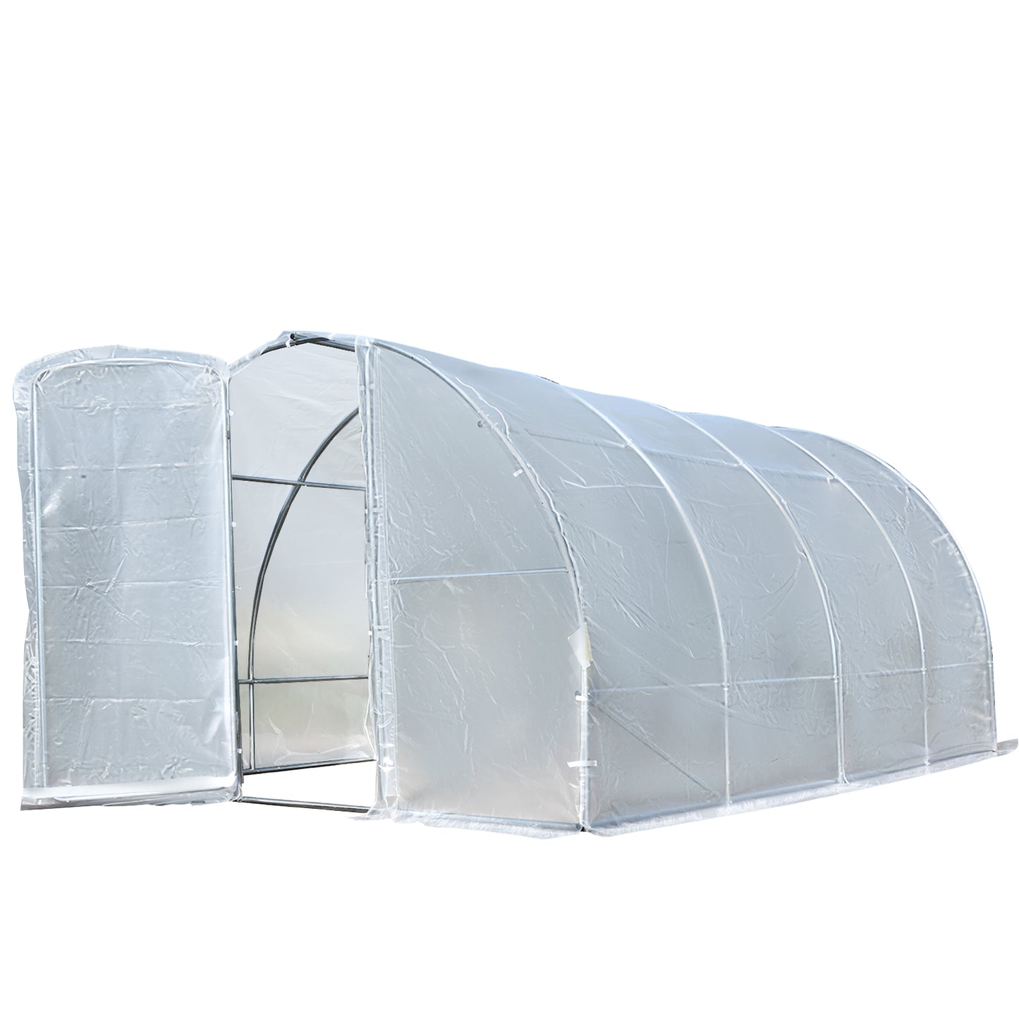 Outsunny Polytunnel Greenhouse Walk-In Metal Frame Transparent  400x300x200cm