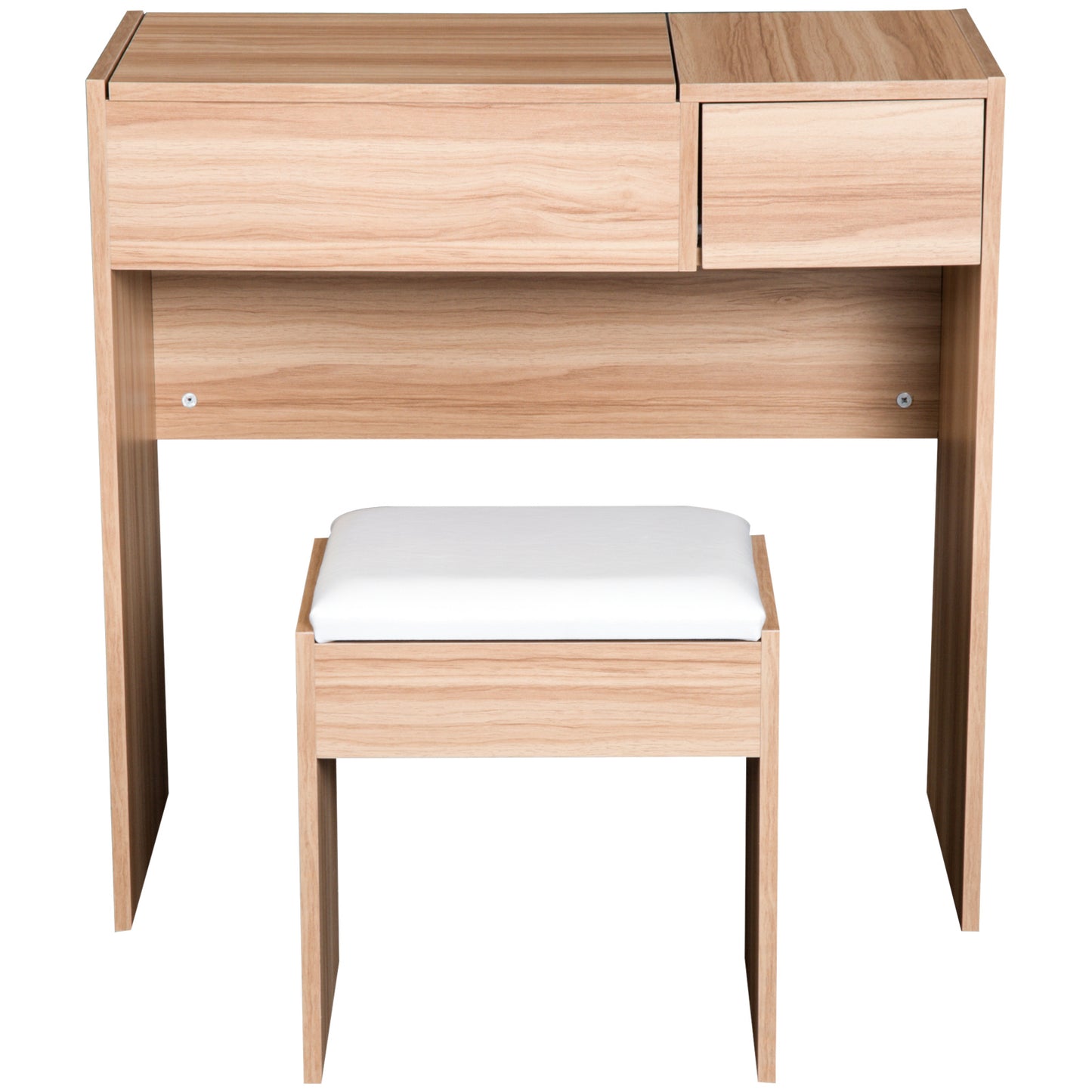 HOMCOM Dressing Table With Mirror and Stool-Wood Grain Colour