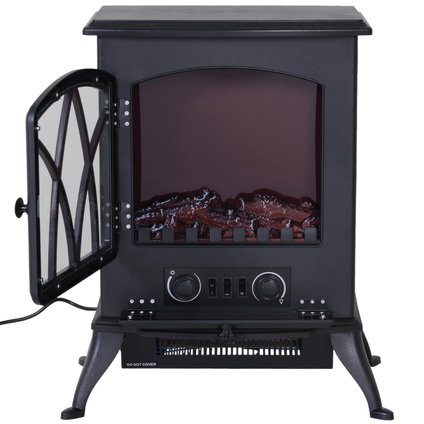 HOMCOM 1850 W Flame Effect Electric Fireplace-Black