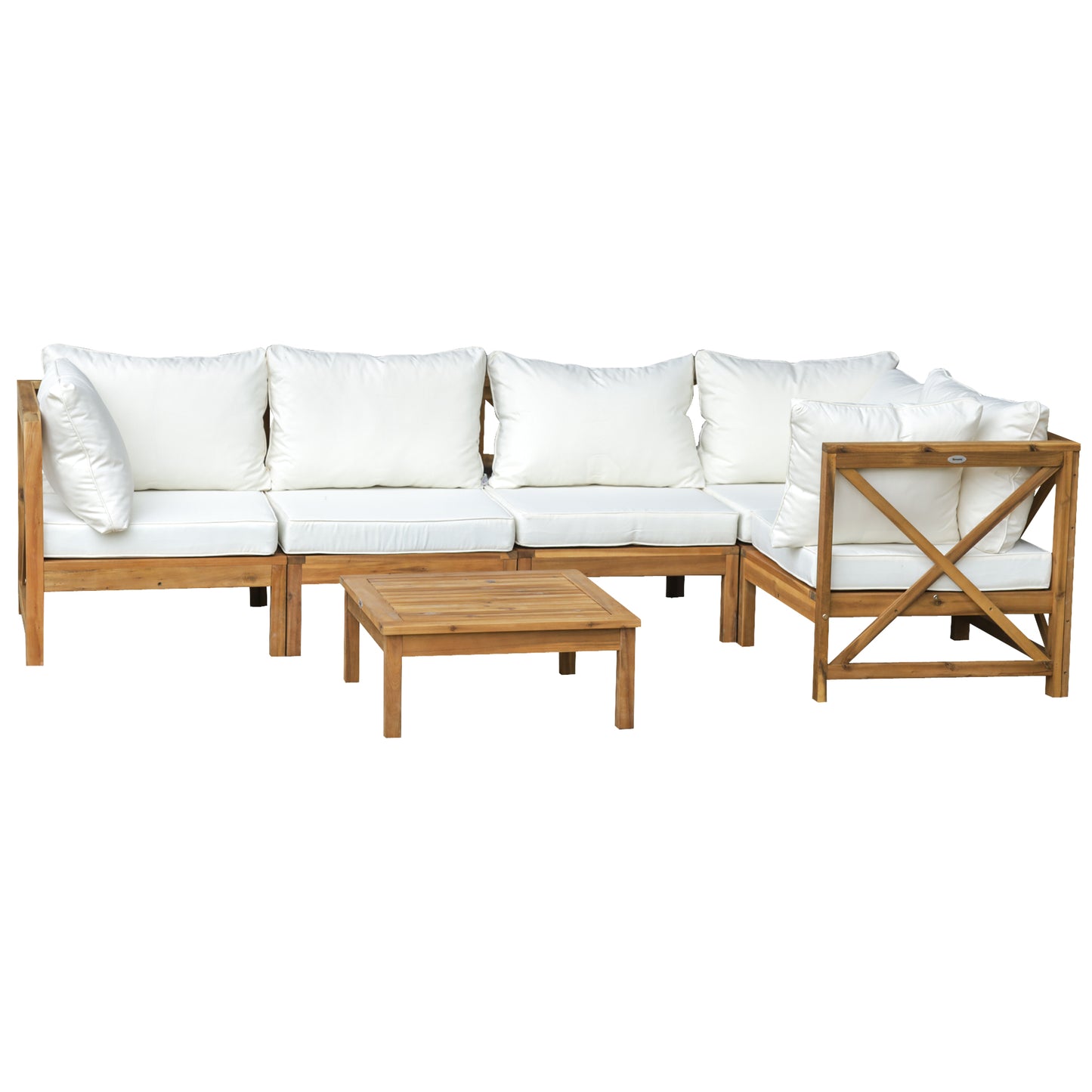 Outsunny 6pcs Furniture Set Coffee Table 5 Seats w/ Cushions for Balcony Cream White