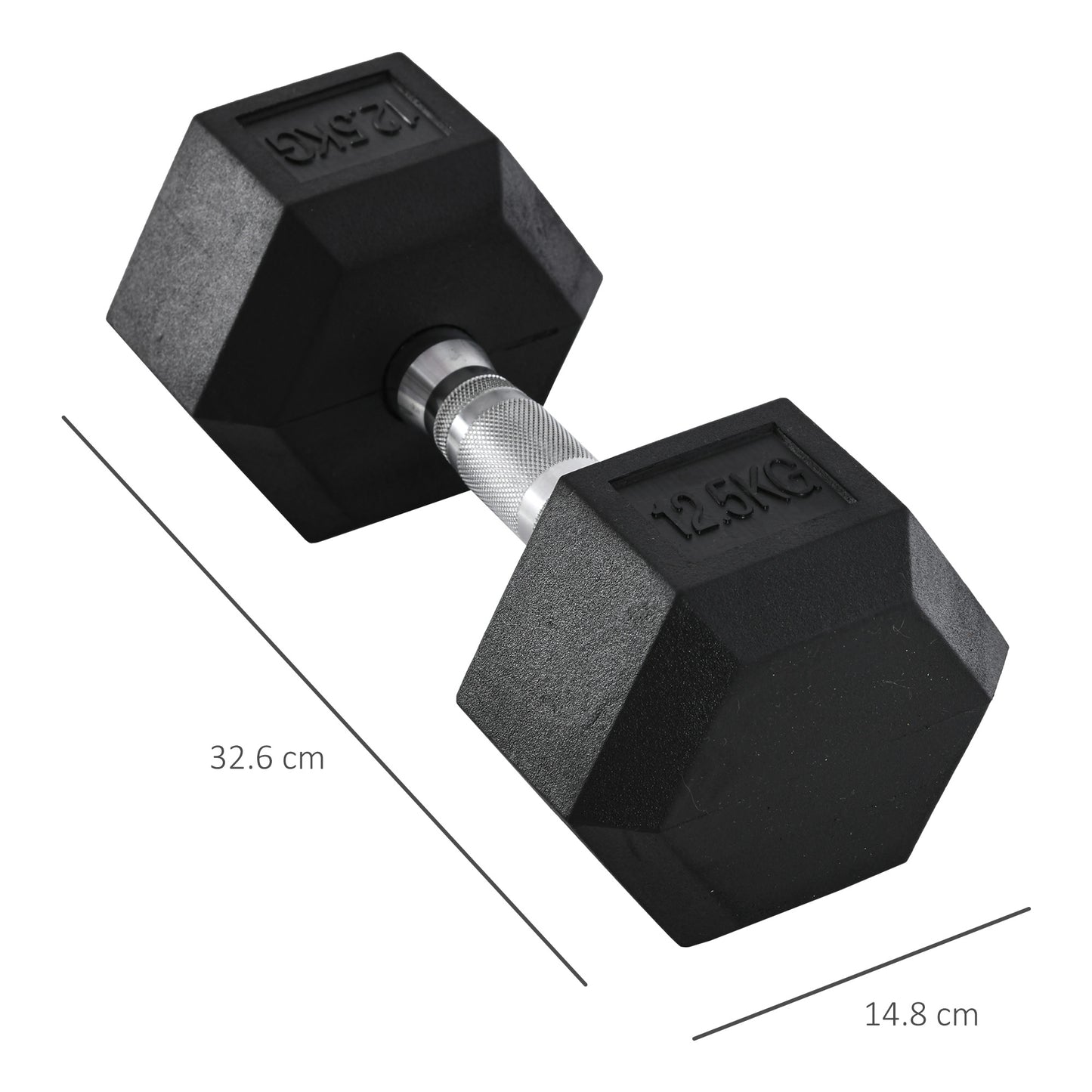 HOMCOM 12.5KG Single Rubber Hex Dumbbell Portable Hand Weights Dumbbell Home Gym