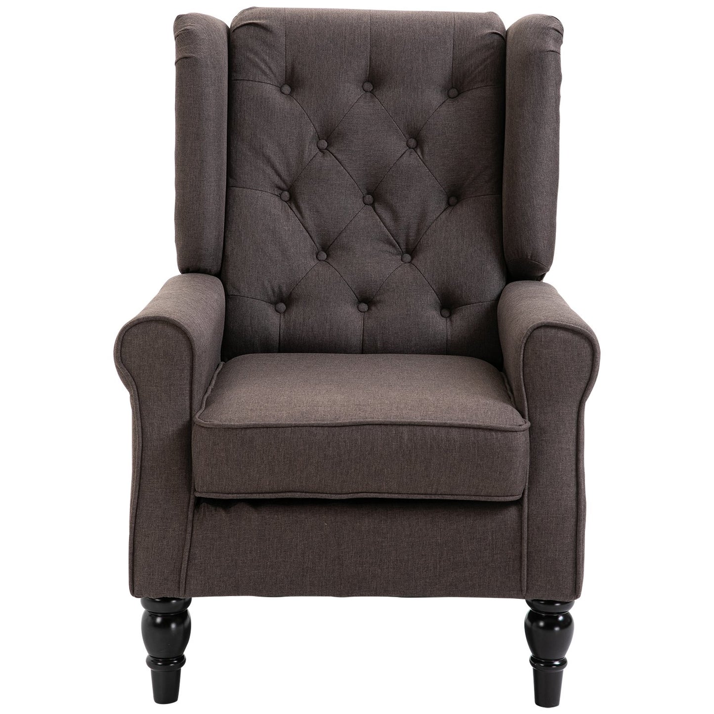 HOMCOM Fabric Tufted Accent Armchair Brown
