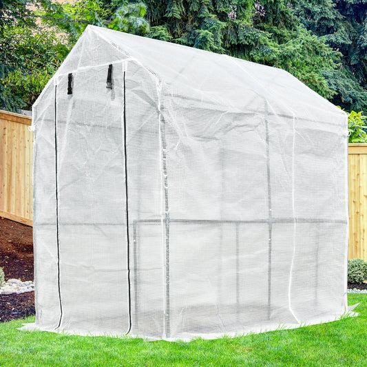 Outsunny Walk-In Greenhouse Tunnel Steel Frame Transparent PE 186x120x190cm