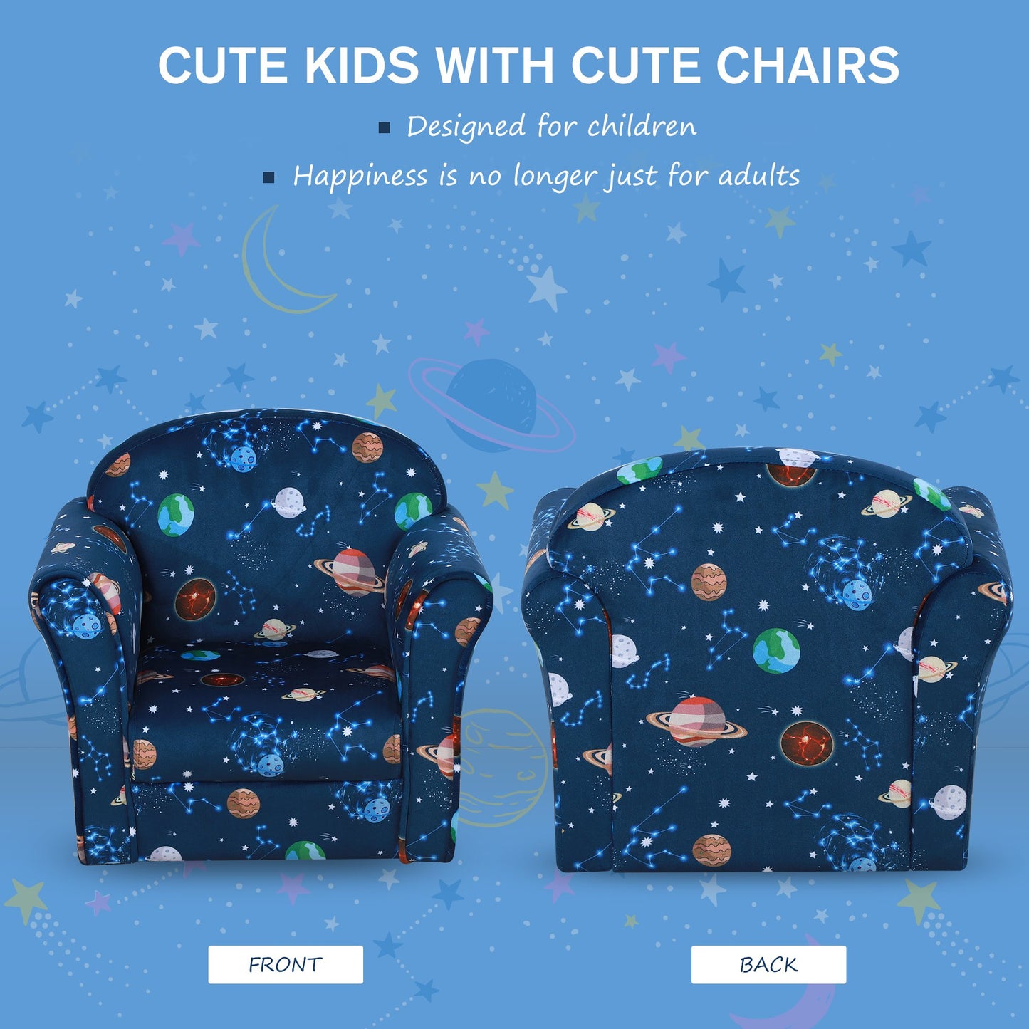 HOMCOM Kids Polyester Upholstered Outer-Space Armchair