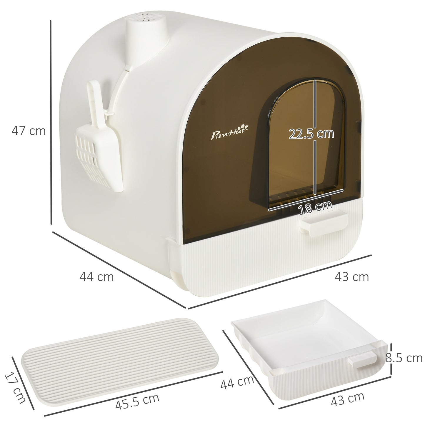 Litter box shop with flap door