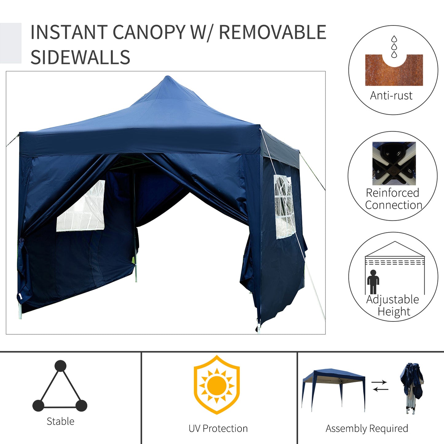 Outsunny Pop-Up Gazebo Marquee, 3x3 m-Blue