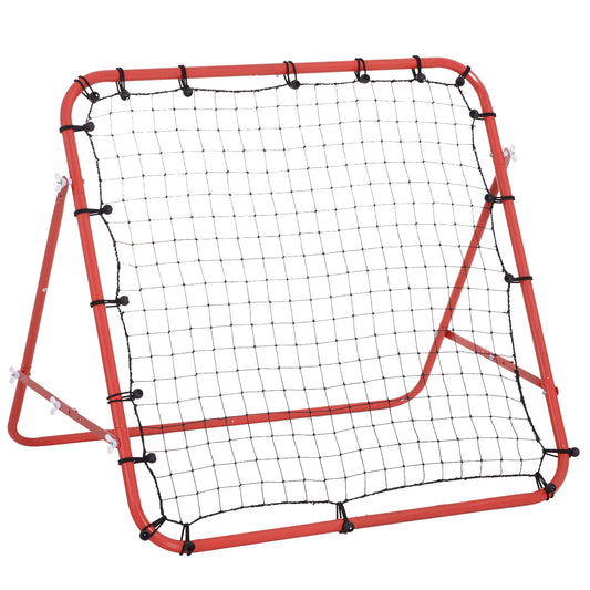 HOMCOM Rebounder Net W/PE Mesh Metal Tube, 96W x 80D x 96Hcm- Red and Black