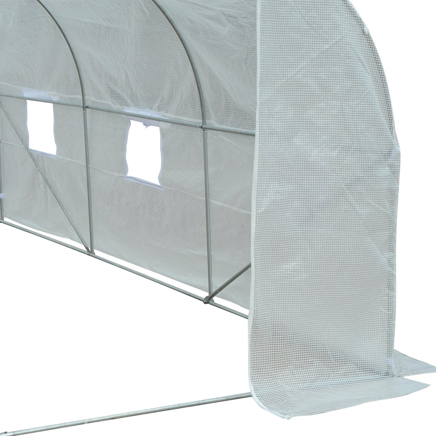 Outsunny 4.5x3x2m PE Mesh Cover Galvanized Metal Frame Walk-In Greenhouse White