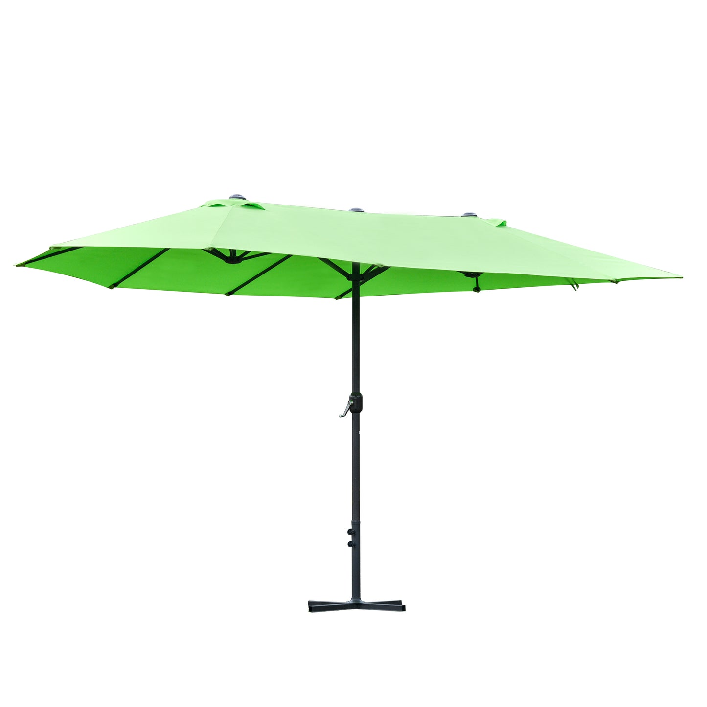 Outsunny 4.6M Sun Umbrella Canopy Double-sided Crank Sun Shade w/ Cross Base Green