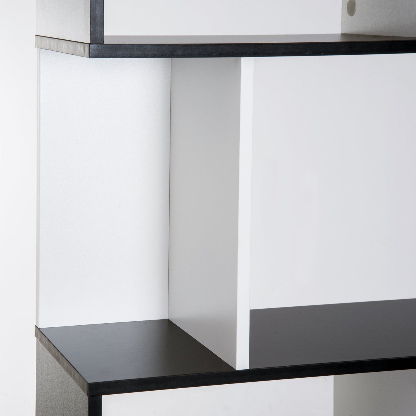 HOMCOM 5-tier S Shape Bookcase, Particle Board-White/Black