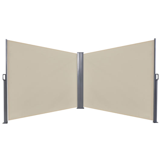 Outsunny Steel Frame Retractable Double Side Awning Beige