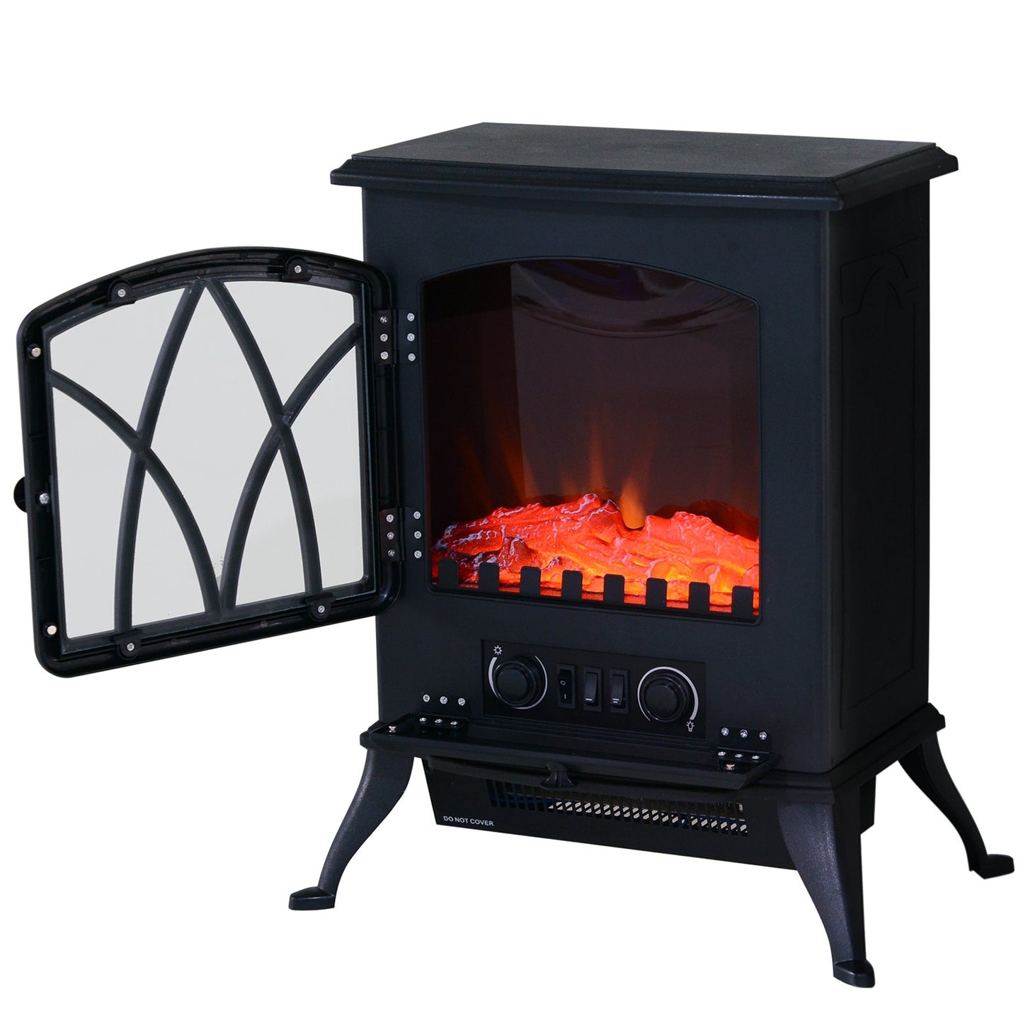 HOMCOM 1850 W Flame Effect Electric Fireplace-Black