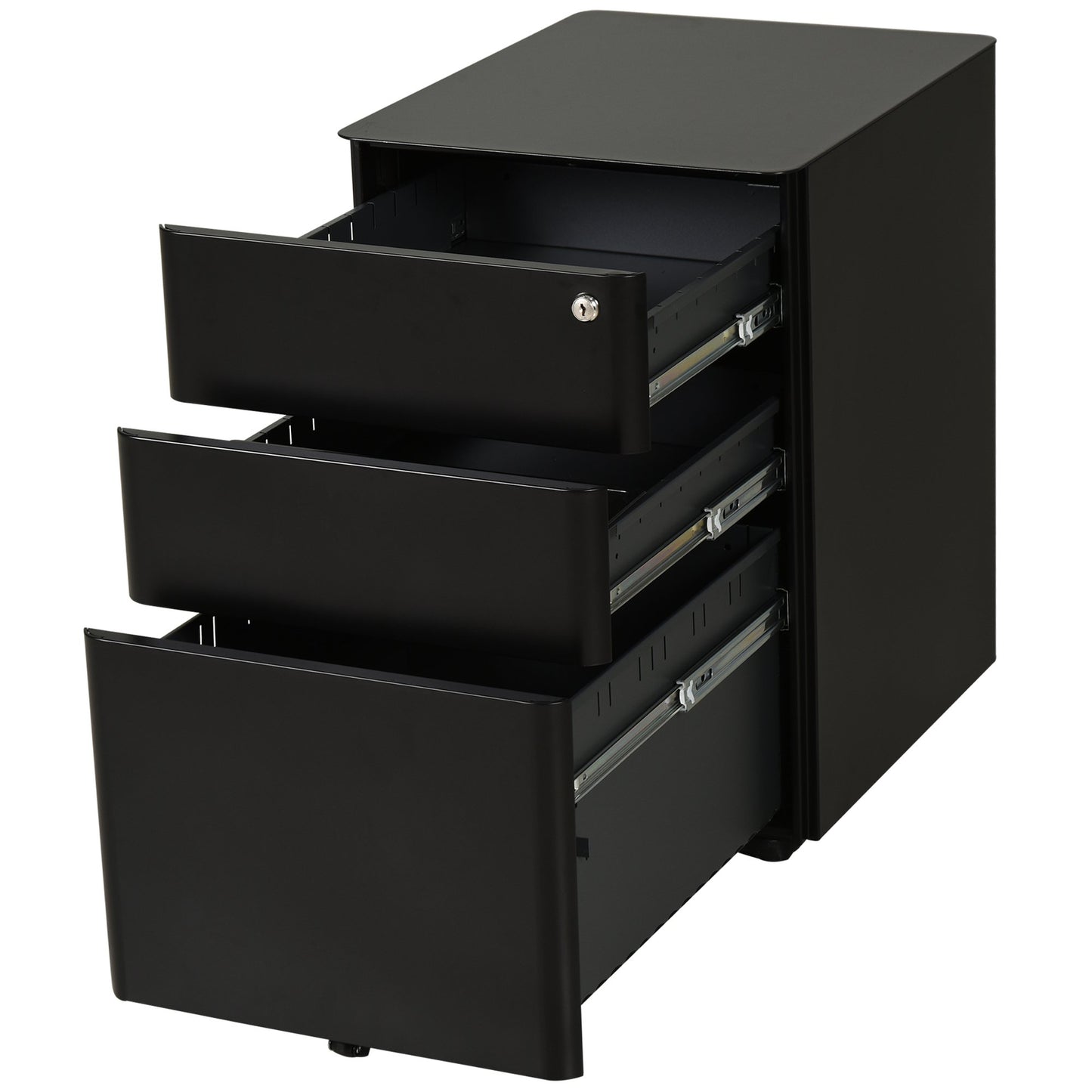 Vinsetto Metal 3-Drawer Filing Cabinet w/ Lock Black