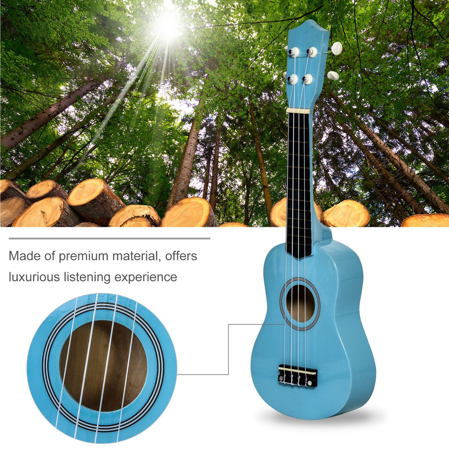 HOMCOM 21" Beginners Basswood Ukulele Blue